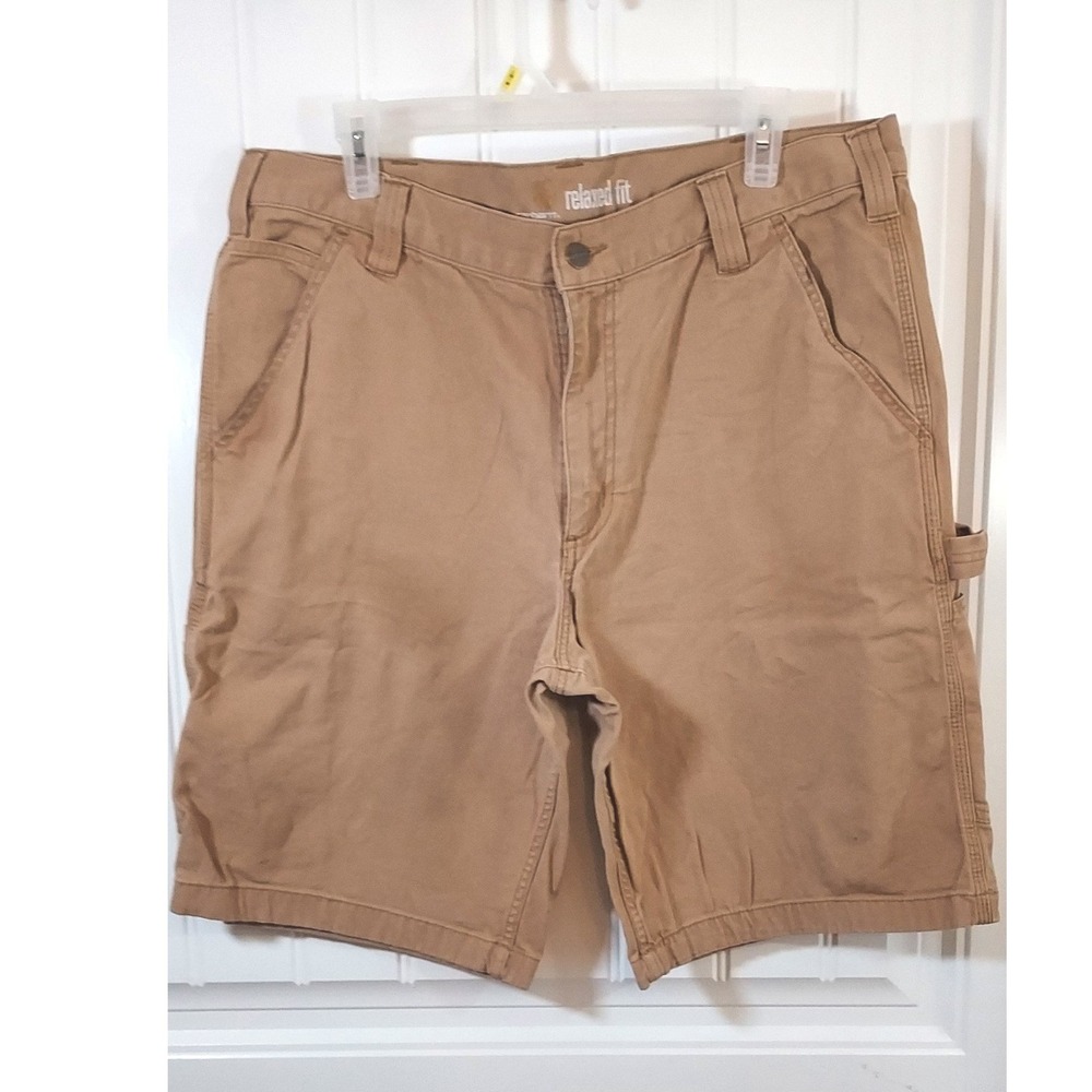 Carhartt Relaxed Fit Carpenter Shorts Mens 36 Brown Canvas Stretch Workwear